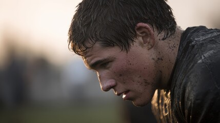 Intense Young Athlete Deep in Thought After an Exhausting Practice