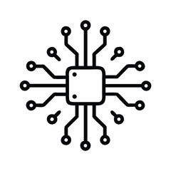 Simple Microchip Line Icon microchip, chip, CPU, processor, technology, digital, 