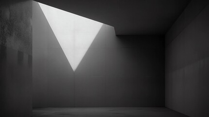 Abstract of concrete interior with sun light cast the shadow on the wall ,Geometric structure design,Museum space,Perspective of brutalism architecture,3d rendering