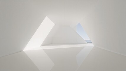 Minimalist Triangle Portal Light and Reflection in Abstract Architecture 