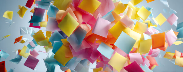 Colorful sticky notes create vibrant explosion showcasing design thinking and ideation strategy