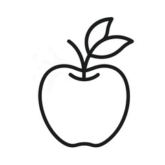 Stylized apple with juice splash and leaves isolated on white background