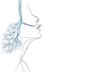 Abstract Line Art of a Woman's Profile with Floral Elements
