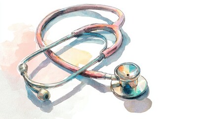 A watercolor illustration of a stethoscope, symbolizing healthcare and medical practice.