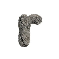 fractured rock letter R - Small 3d porous stone font isolated on white background. This alphabet is perfect for creative illustrations related but not limited to Nature, Environment, Erosion...