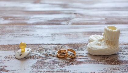 Concept of newborn supplies and childbirth preparation.