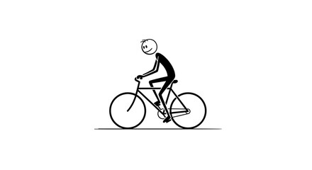 Fototapeta premium Stick Figure Cycling A Simple Illustration of Joyful Exercise and Recreational Activity