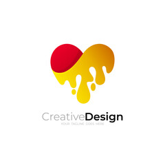 Abstract love logo and water drop icon template, heart care