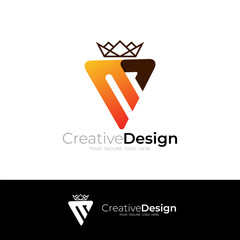 M logo and crown design combination, king logos