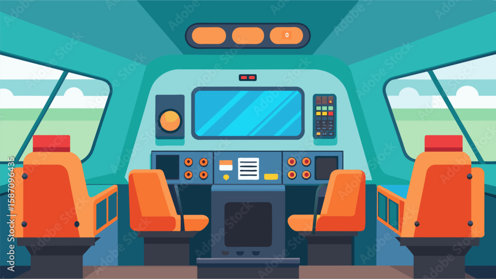 Poster inside the spacious cabin there is just enough room for the operator to move between the controls an