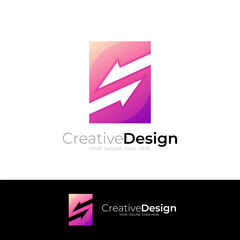 Square logo with letter S design illustration, Arrow logos