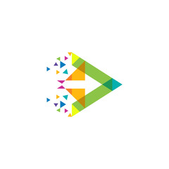 Play logo technology, Triangle logo with pixel design swoosh