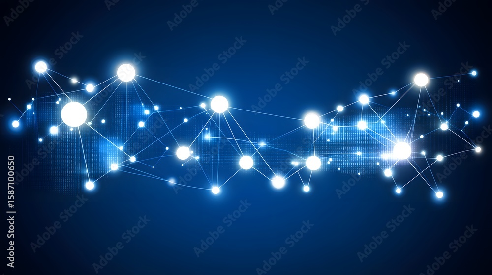 Poster abstract network design with glowing nodes and lines.