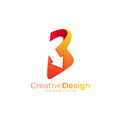 B logo and arrow design combination, red color, business logos