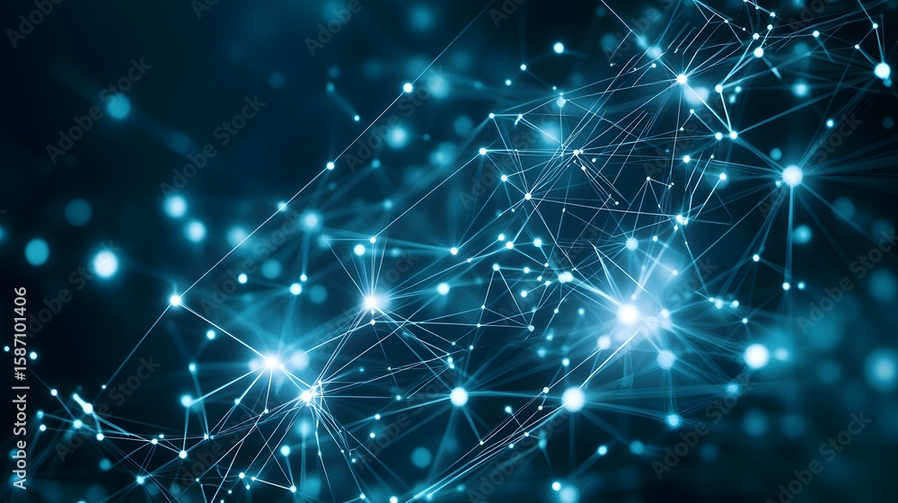 Poster complex network of interconnected nodes and lines.
