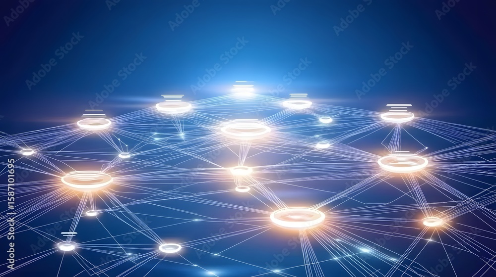 Poster complex network of interconnected nodes.