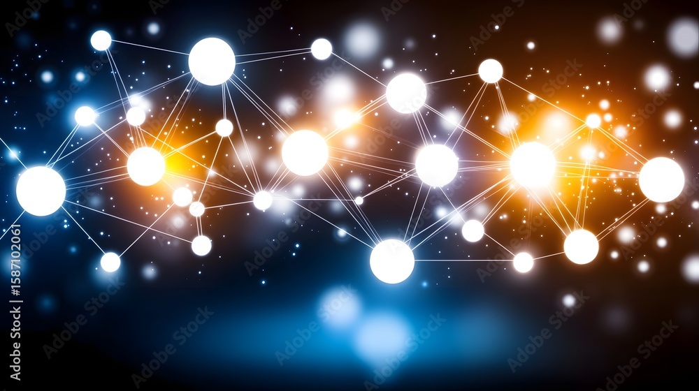 Poster abstract network design with glowing nodes and lines.