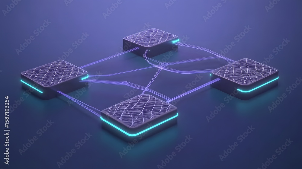Poster networked data centers connected by digital threads.
