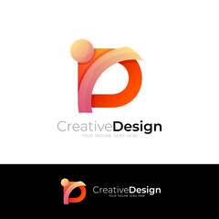 D logo with people care design combination, charity logos