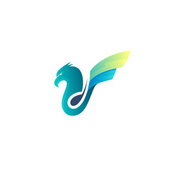 Eagle logo with letter F design combination, bird logos