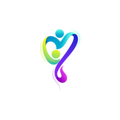 Charity logo with heart design social, people care design