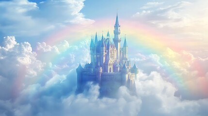 Floating castle in clouds