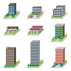 建物の立体的なイラスト. 