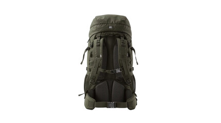 Fototapeta premium Olive Green Hiking Backpack on Light Grey Background