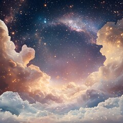 Naklejka premium Starry Night Sky with Clouds