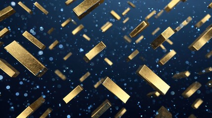 Falling gold rectangular objects abstract design