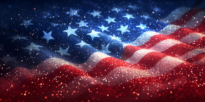 Abstract patriotic red white and blue glitter sparkle background for voting, memorial, labor day and election - Powered by Adobe