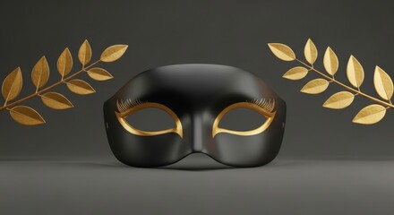 Golden carnival mask isolated for a Venetian masquerade party
