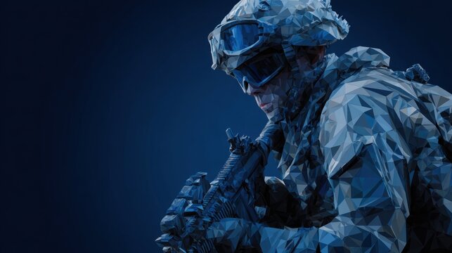 Low poly soldier with weapon