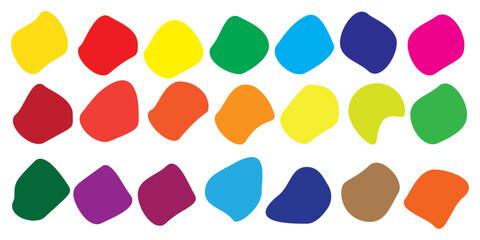Organic colorful blob shapes. Round abstract organic shape collection. Pebble, drops and stone silhouettes.