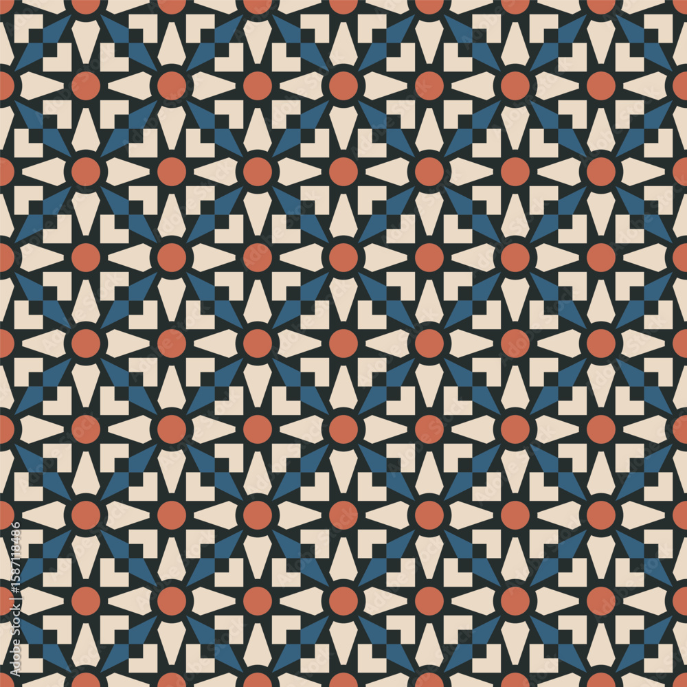 Poster geometric seamless decorative element pattern with circle and star shape