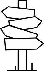 A simple, blank directional signpost with multiple arms pointing in various directions, standing on a small base.