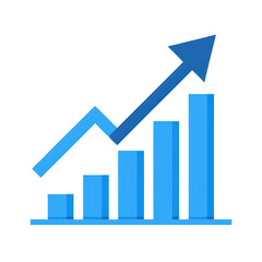 Blue Business Growth Chart on Transparent Background
