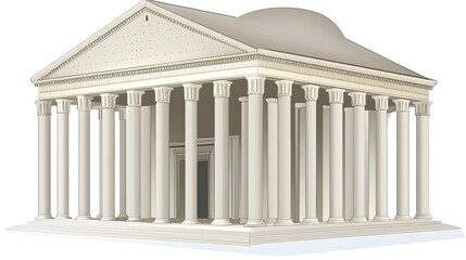 Fototapeta premium Ancient temple facade illustration.