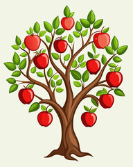 Whimsical apple tree design featuring vibrant red fruits and lush green leaves, ideal for creating an inviting natural atmosphere.