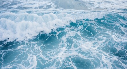 Waves Crashing Action on Ocean Water Surface Nature Photography from Above with Calm Atmosphere