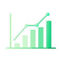 Green Business Graph Chart with Line on Transparent Background