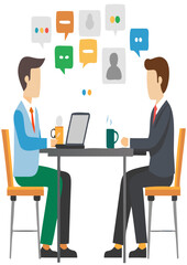 
 Office Table Talk with Coffee and Laptop