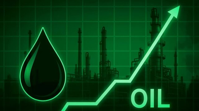 Financial growth energy sector oil price graph refinery industrial background upward arrow silhouette symbol trending economic development