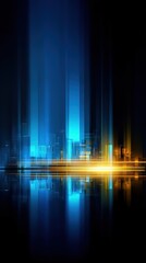 Abstract Futuristic Cityscape Background with Neon Lights and Reflections