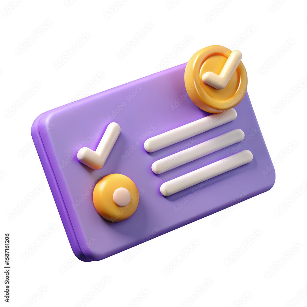 Poster 3d render checklist card on transparent background