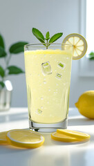 glass of lemonade with lemon