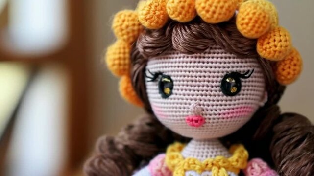 Crochet doll, cute girl 