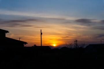 sunset power silhouette in the countryside