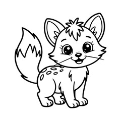 Obraz premium A cute, smiling cartoon fox with detailed fur and spots.
