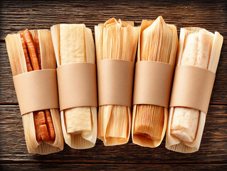 still life photograph of handcrafted items made from dried corn husks and wheat stalks arranged on a